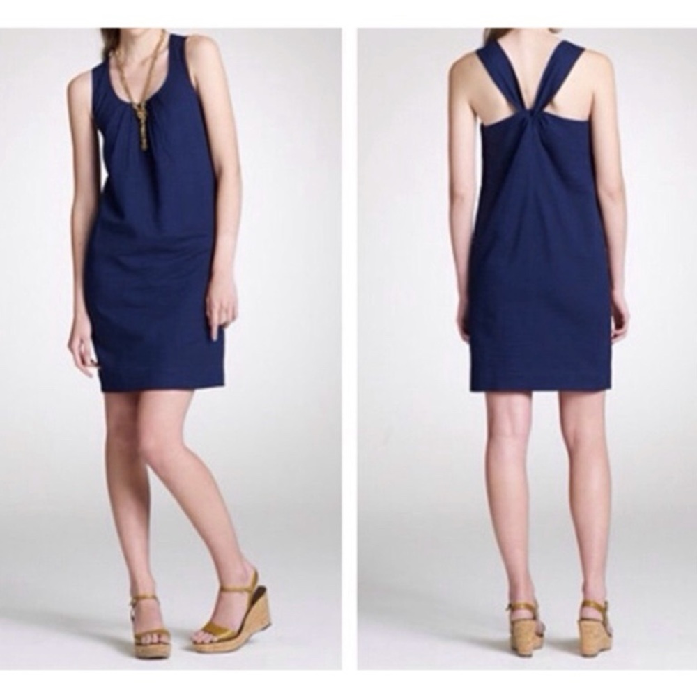 J. Crew Navy Blue Embossed Playa Shift Mini Dress